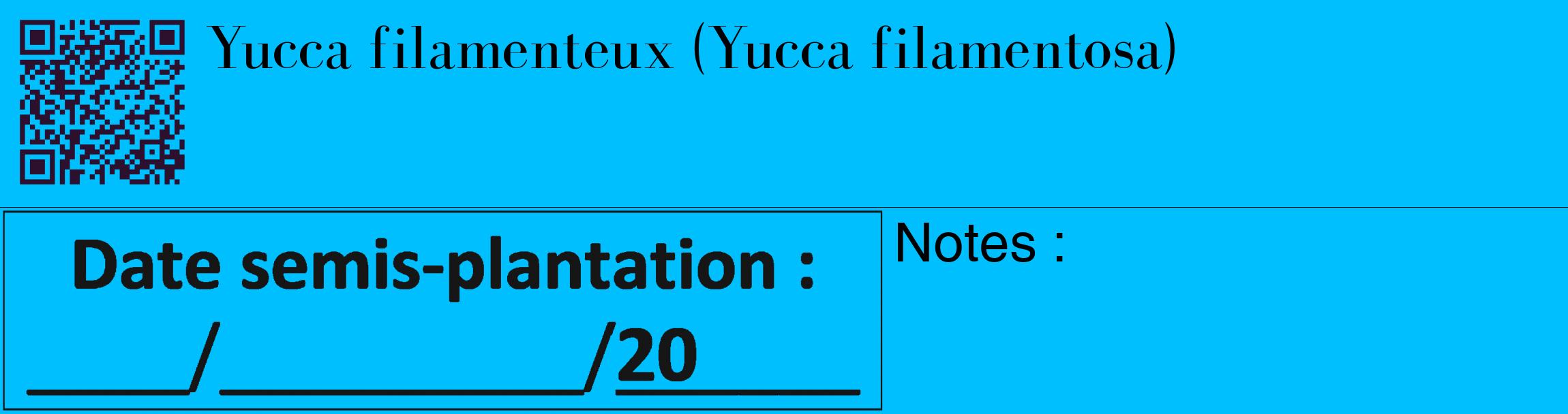 Étiquette de : Yucca filamentosa - format c - style noire2_basique_basiquebod avec qrcode et comestibilité