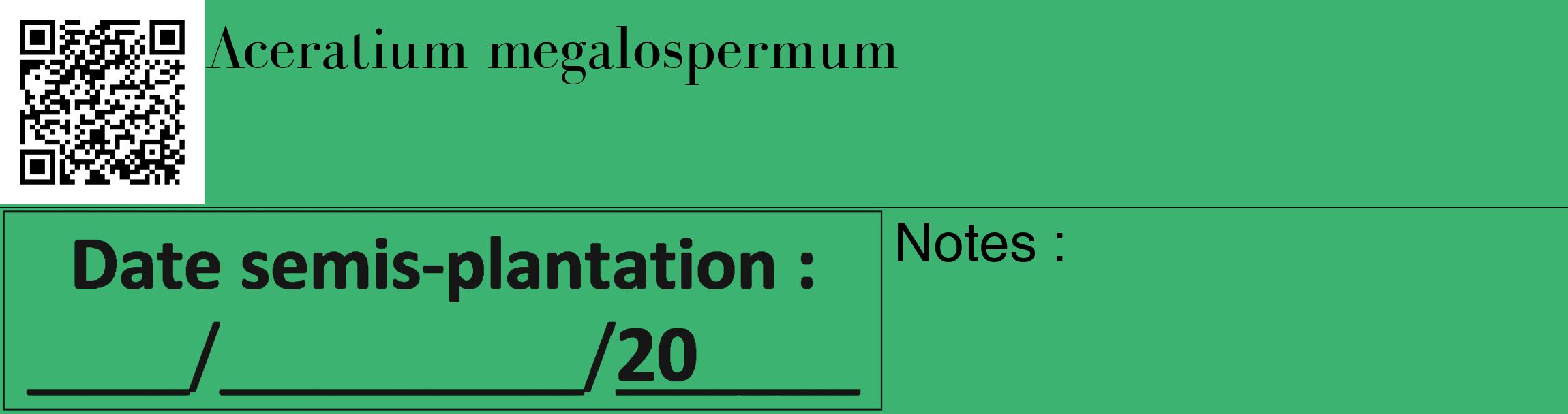 Étiquette de : Aceratium megalospermum - format c - style noire12_basique_basiquebod avec qrcode et comestibilité