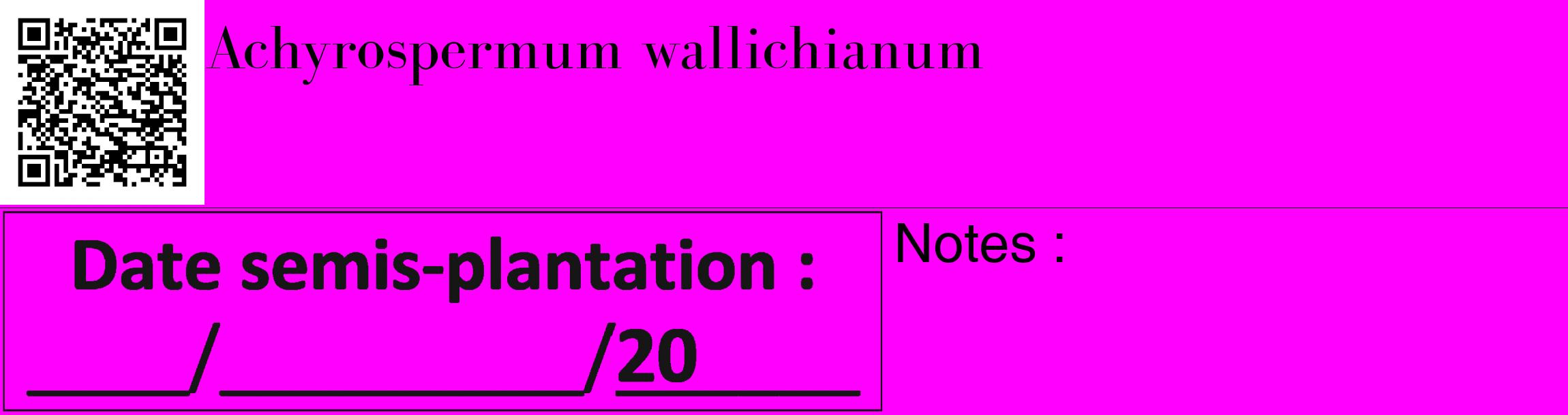 Étiquette de : Achyrospermum wallichianum - format c - style noire51_basique_basiquebod avec qrcode et comestibilité