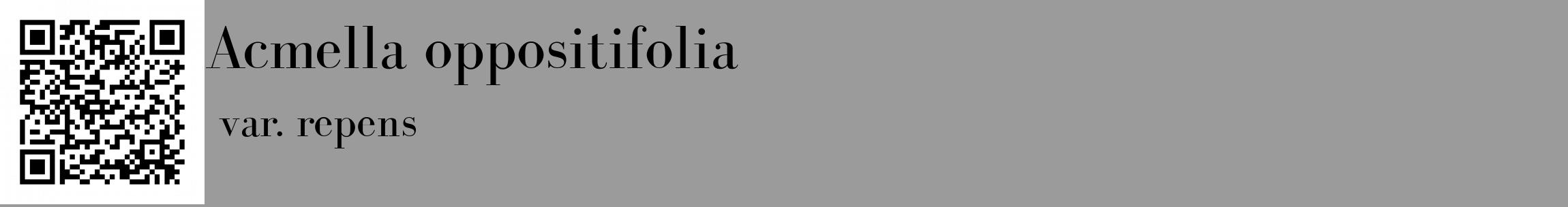 Étiquette de : Acmella oppositifolia var. repens - format c - style noire52_basique_basiquebod avec qrcode et comestibilité