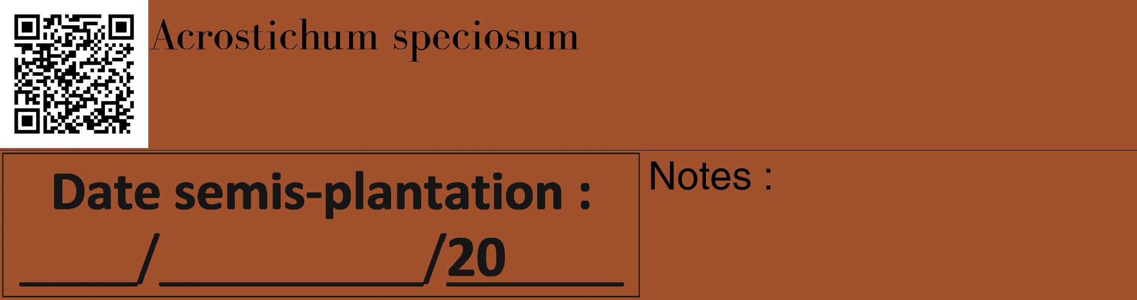 Étiquette de : Acrostichum speciosum - format c - style noire32_basique_basiquebod avec qrcode et comestibilité