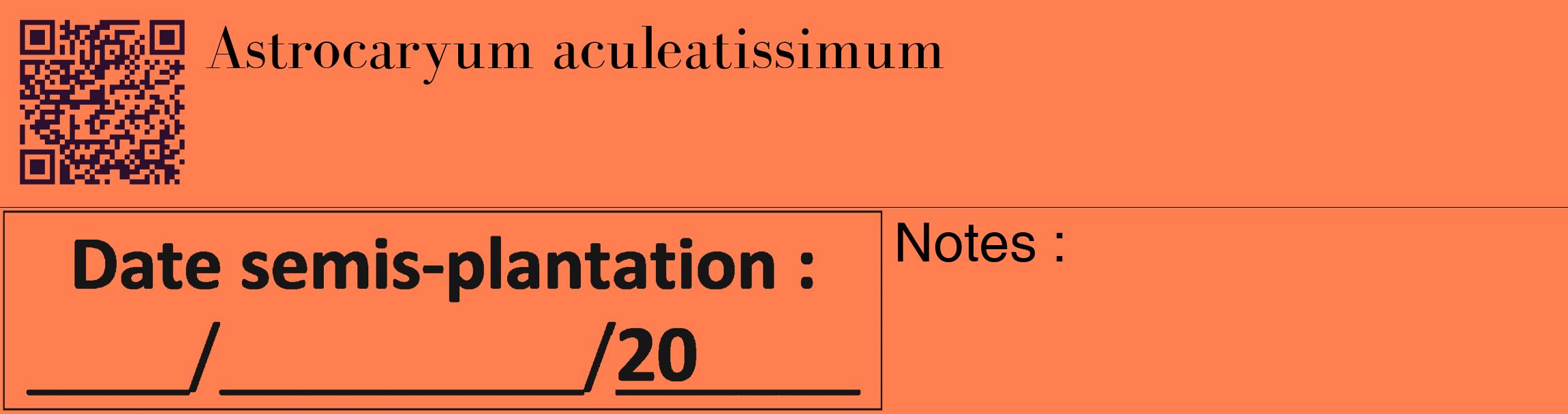 Étiquette de : Astrocaryum aculeatissimum - format c - style noire24_basique_basiquebod avec qrcode et comestibilité