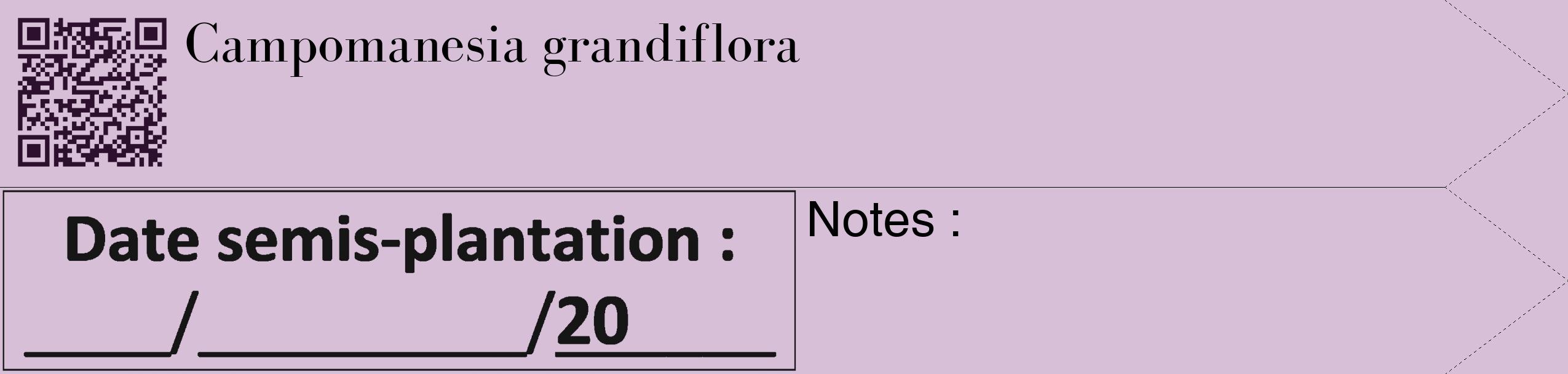Étiquette de : Campomanesia grandiflora - format c - style noire54_simple_simplebod avec qrcode et comestibilité