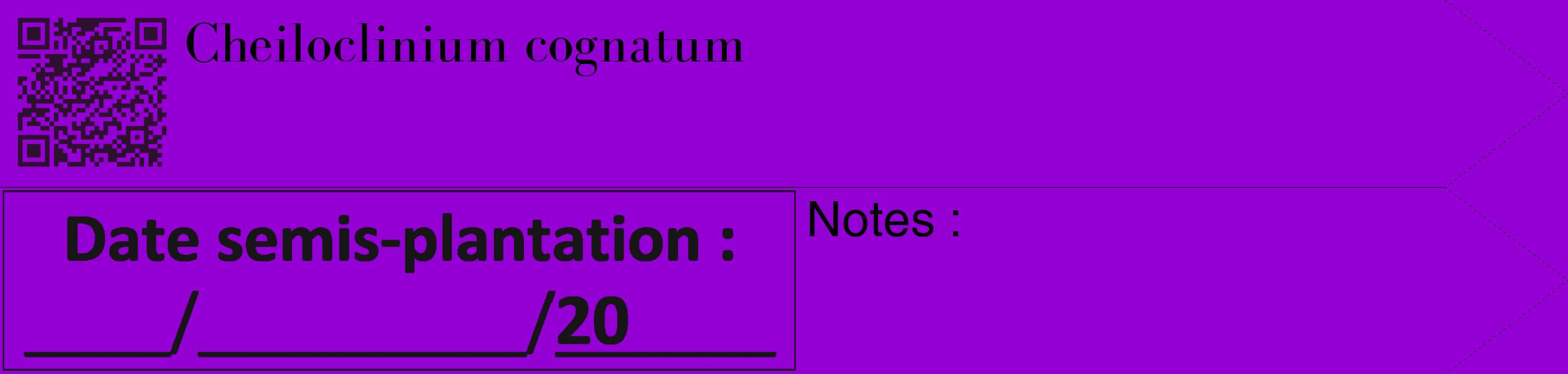 Étiquette de : Cheiloclinium cognatum - format c - style noire48_simple_simplebod avec qrcode et comestibilité