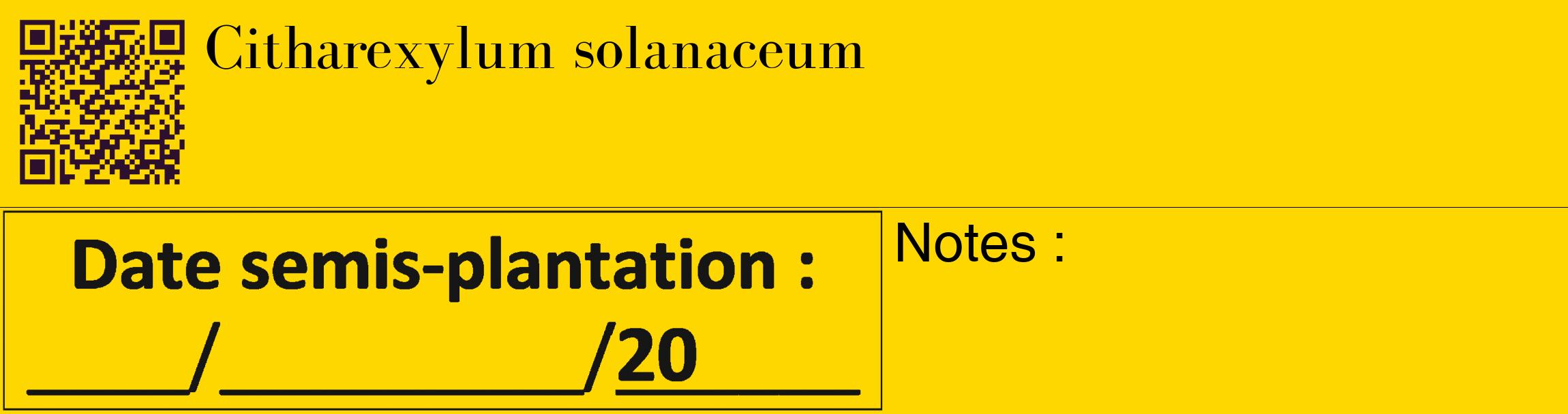 Étiquette de : Citharexylum solanaceum - format c - style noire21_basique_basiquebod avec qrcode et comestibilité