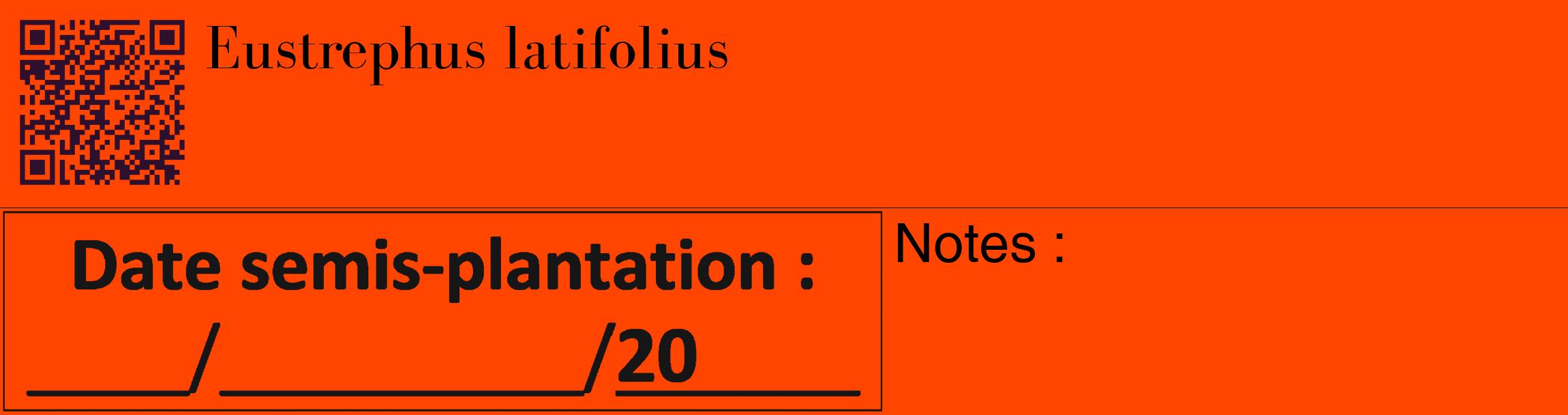 Étiquette de : Eustrephus latifolius - format c - style noire26_basique_basiquebod avec qrcode et comestibilité