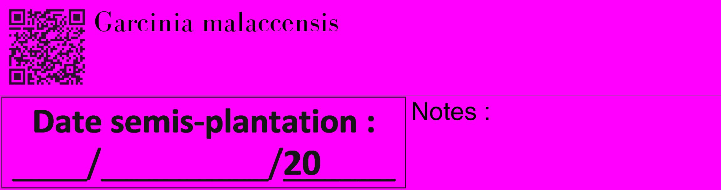 Étiquette de : Garcinia malaccensis - format c - style noire51_basique_basiquebod avec qrcode et comestibilité
