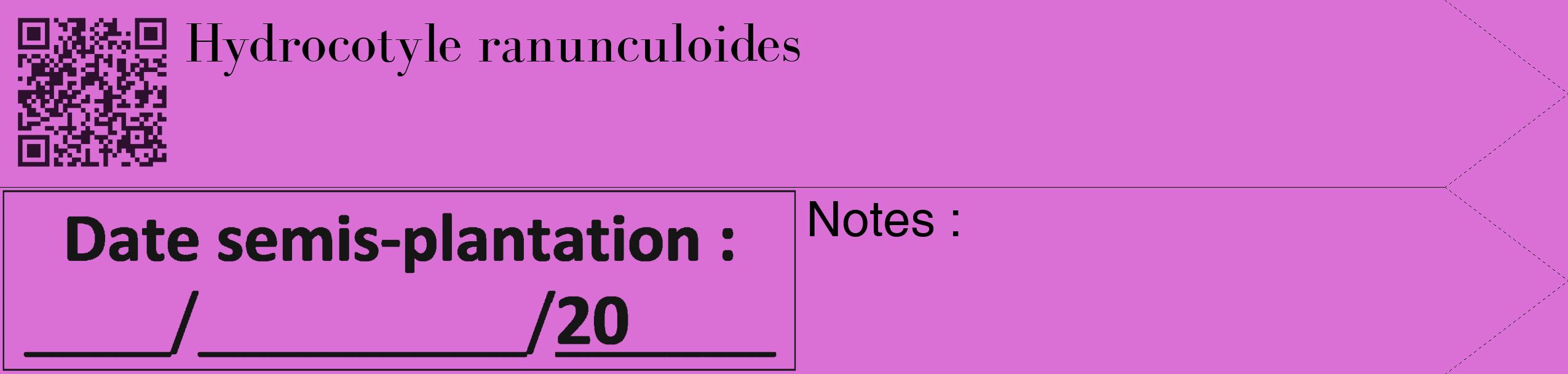 Étiquette de : Hydrocotyle ranunculoides - format c - style noire52_simple_simplebod avec qrcode et comestibilité