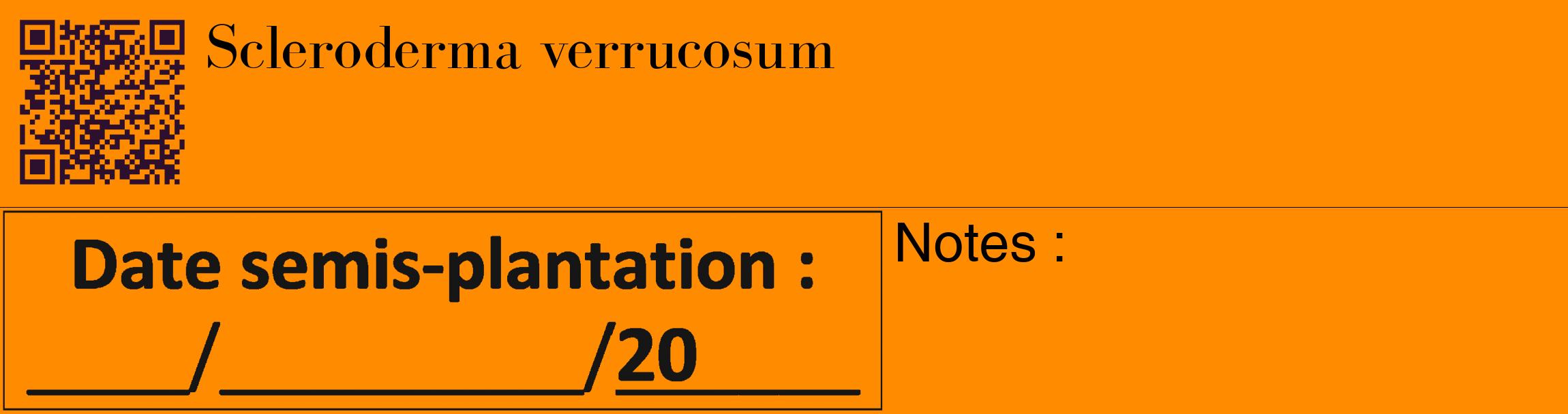 Étiquette de : Scleroderma verrucosum - format c - style noire23_basique_basiquebod avec qrcode et comestibilité