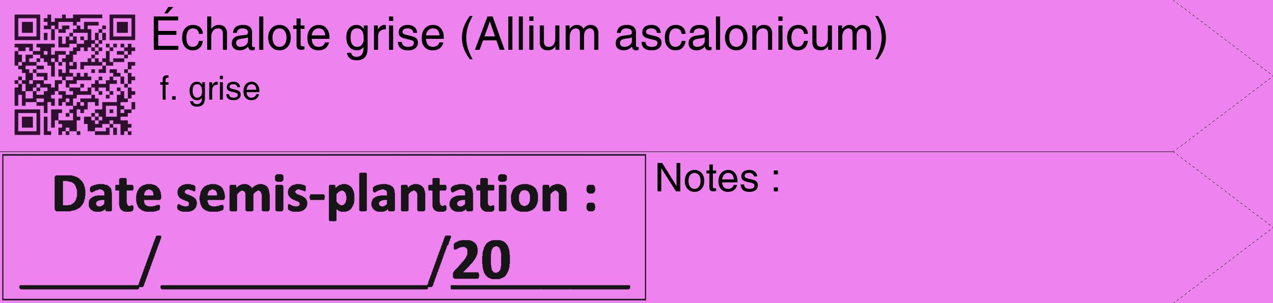 Étiquette de : Allium ascalonicum f. grise - format c - style noire53_simple_simplehel avec qrcode et comestibilité