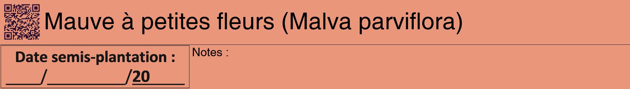 Étiquette de : Malva parviflora - format a - style noire37hel avec qrcode et comestibilité