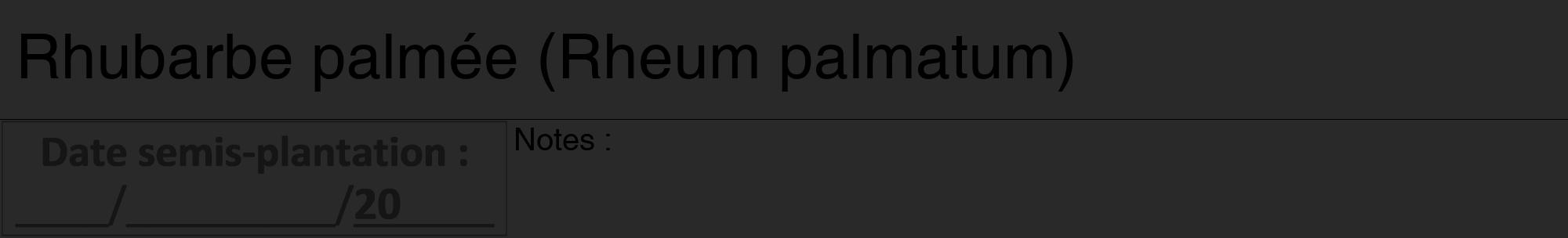 Étiquette de : Rheum palmatum - format a - style noire34hel avec comestibilité
