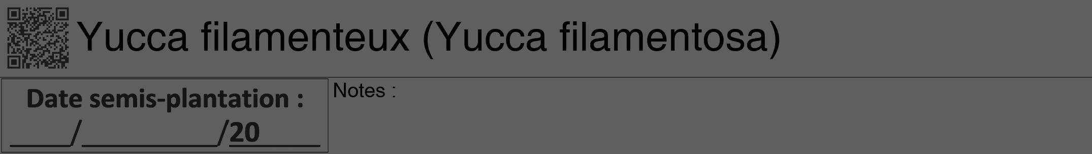 Étiquette de : Yucca filamentosa - format a - style noire10hel avec qrcode et comestibilité