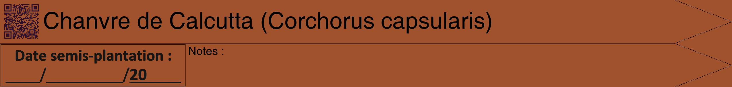Étiquette de : Corchorus capsularis - format b - style noire32hel avec qrcode et comestibilité