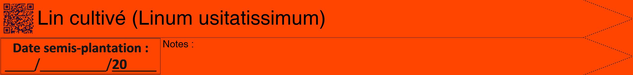 Étiquette de : Linum usitatissimum - format b - style noire26hel avec qrcode et comestibilité
