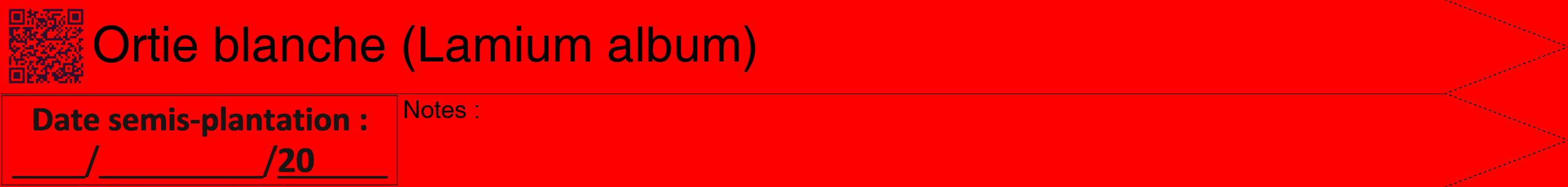 Étiquette de : Lamium album - format b - style noire27hel avec qrcode et comestibilité