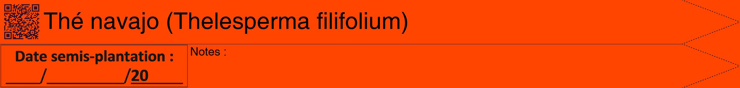 Étiquette de : Thelesperma filifolium - format b - style noire26hel avec qrcode et comestibilité