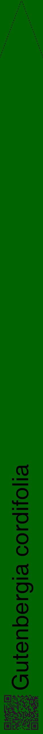 Étiquette de : Gutenbergia cordifolia - format b - style noire8hel avec qrcode et comestibilité