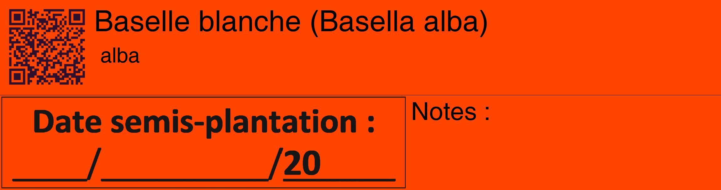 Étiquette de : Basella alba alba - format c - style noire26_basique_basiquehel avec qrcode et comestibilité