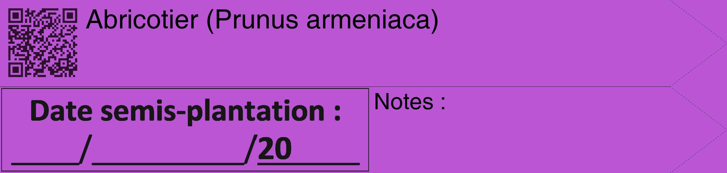 Étiquette de : Prunus armeniaca - format c - style noire50_simple_simplehel avec qrcode et comestibilité