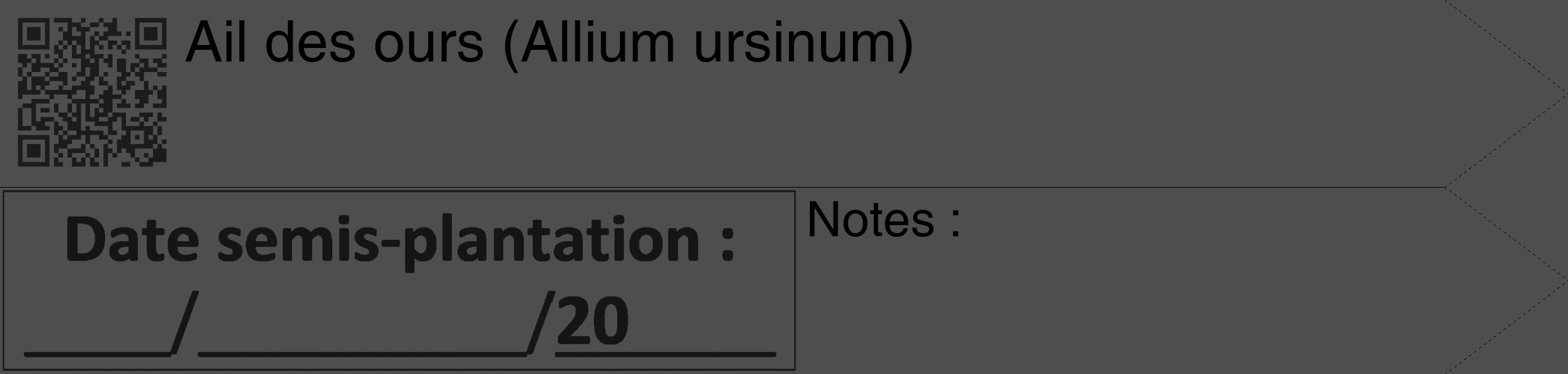 Étiquette de : Allium ursinum - format c - style noire33_simple_simplehel avec qrcode et comestibilité