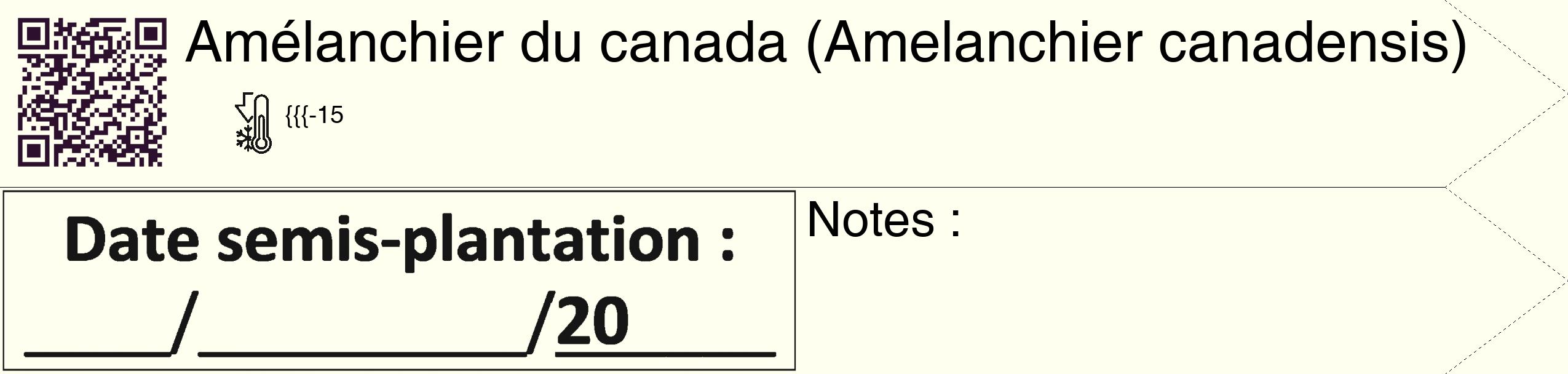 Étiquette de : Amelanchier canadensis - format c - style noire19_simple_simplehel avec qrcode et comestibilité