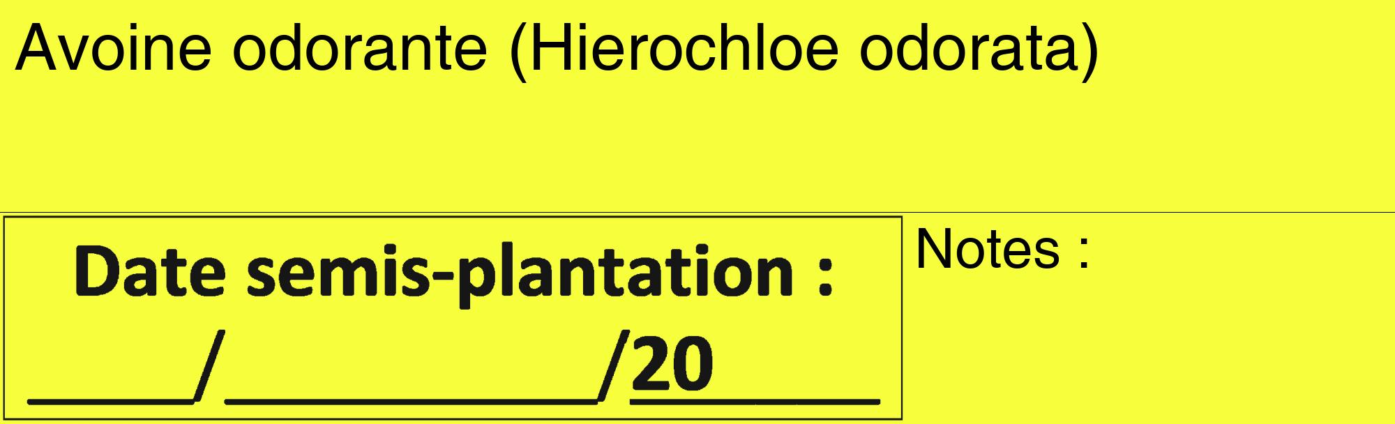 Étiquette de : Hierochloe odorata - format c - style noire18_basique_basiquehel avec comestibilité