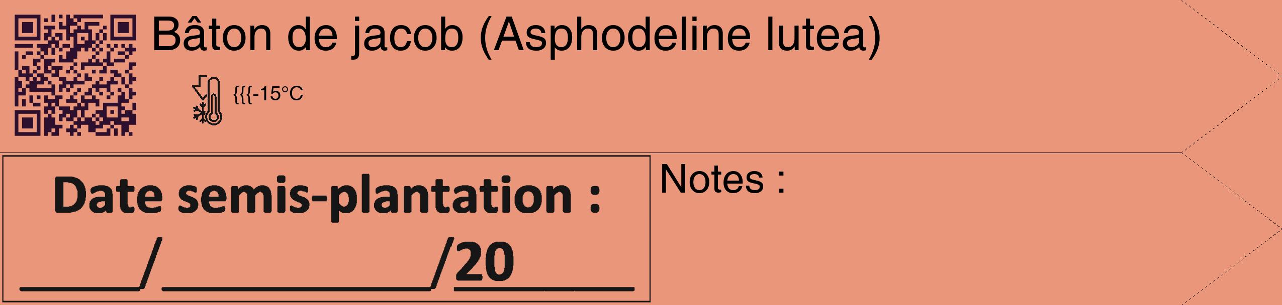 Étiquette de : Asphodeline lutea - format c - style noire37_simple_simplehel avec qrcode et comestibilité