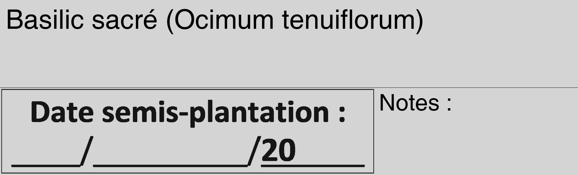 Étiquette de : Ocimum tenuiflorum - format c - style noire40_basique_basiquehel avec comestibilité