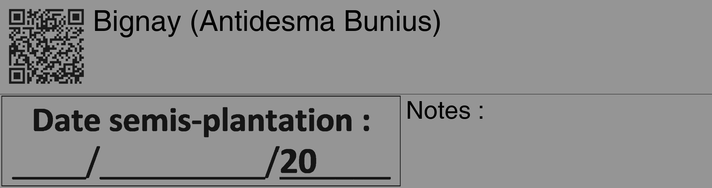 Étiquette de : Antidesma Bunius - format c - style noire16_basique_basiquehel avec qrcode et comestibilité
