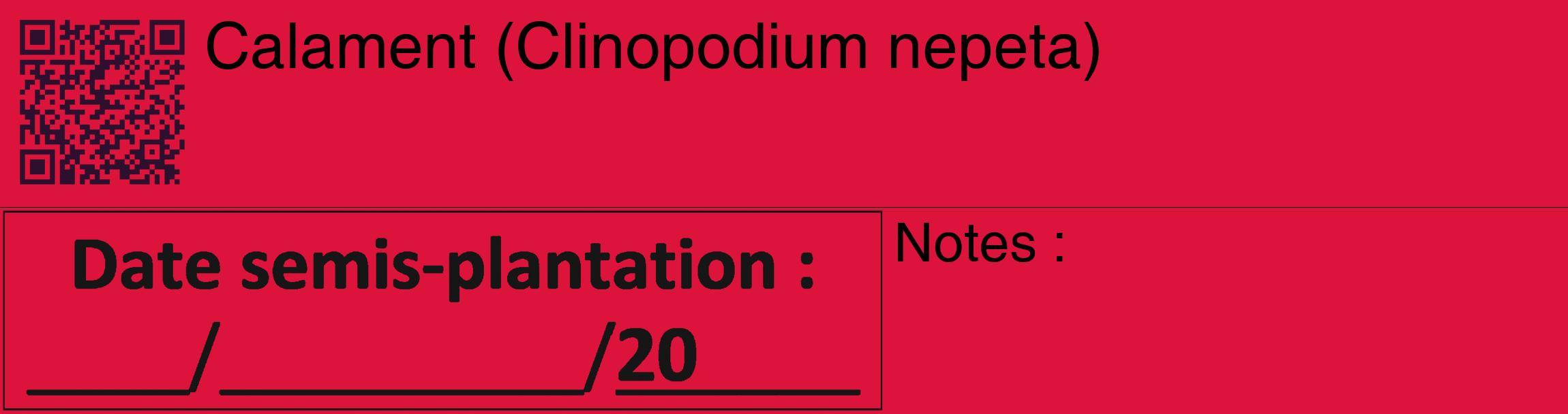Étiquette de : Clinopodium nepeta - format c - style noire36_basique_basiquehel avec qrcode et comestibilité