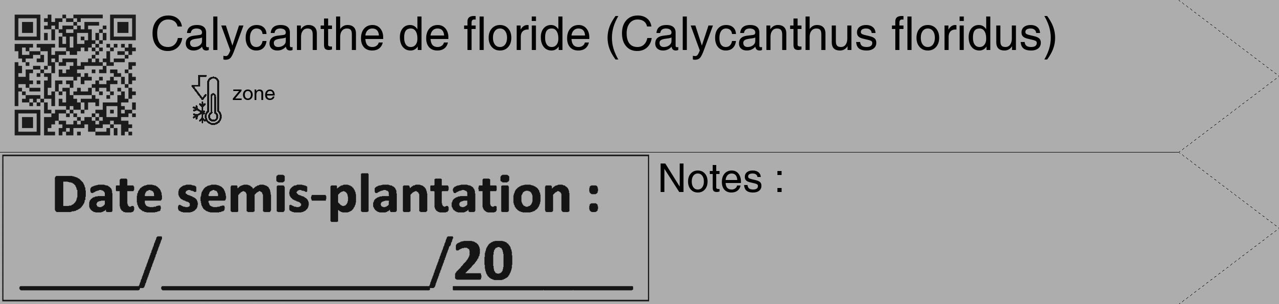 Étiquette de : Calycanthus floridus - format c - style noire22_simple_simplehel avec qrcode et comestibilité
