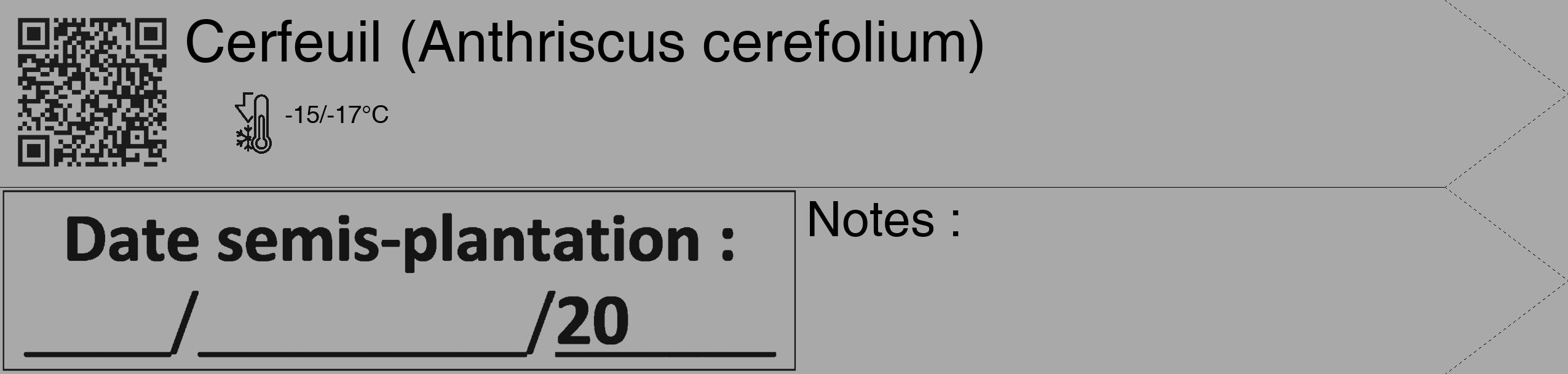 Étiquette de : Anthriscus cerefolium - format c - style noire13_simple_simplehel avec qrcode et comestibilité