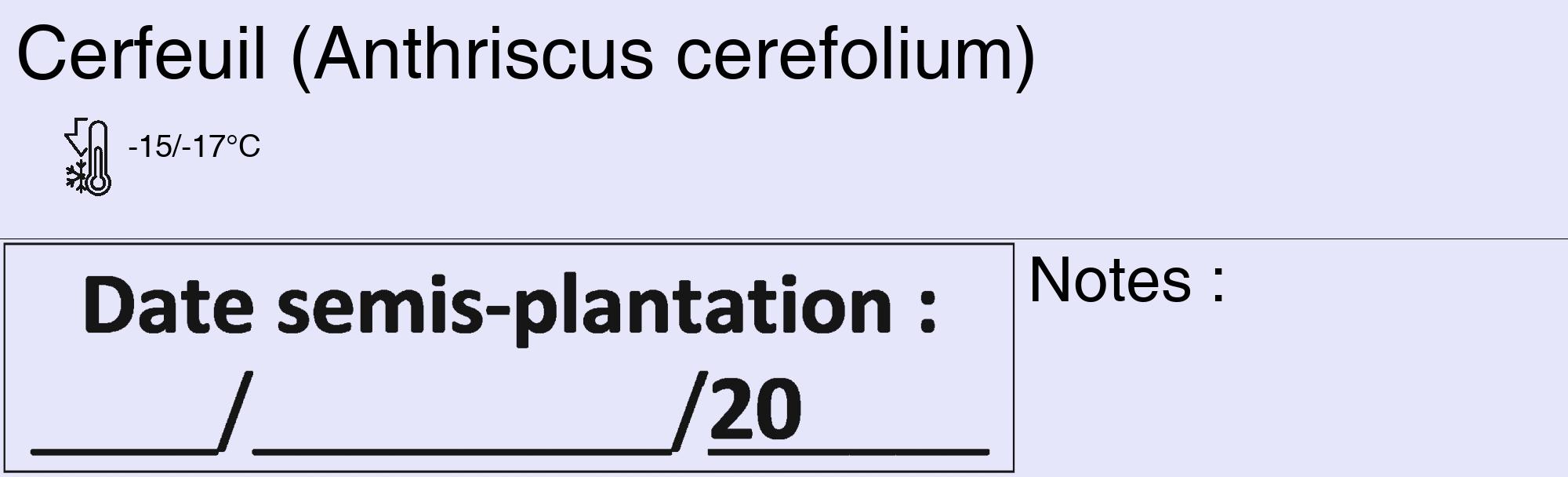 Étiquette de : Anthriscus cerefolium - format c - style noire55_basique_basiquehel avec comestibilité