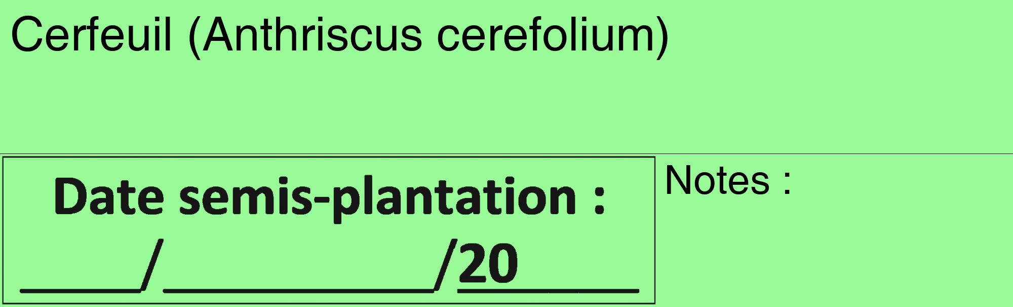 Étiquette de : Anthriscus cerefolium - format c - style noire14_basique_basiquehel avec comestibilité