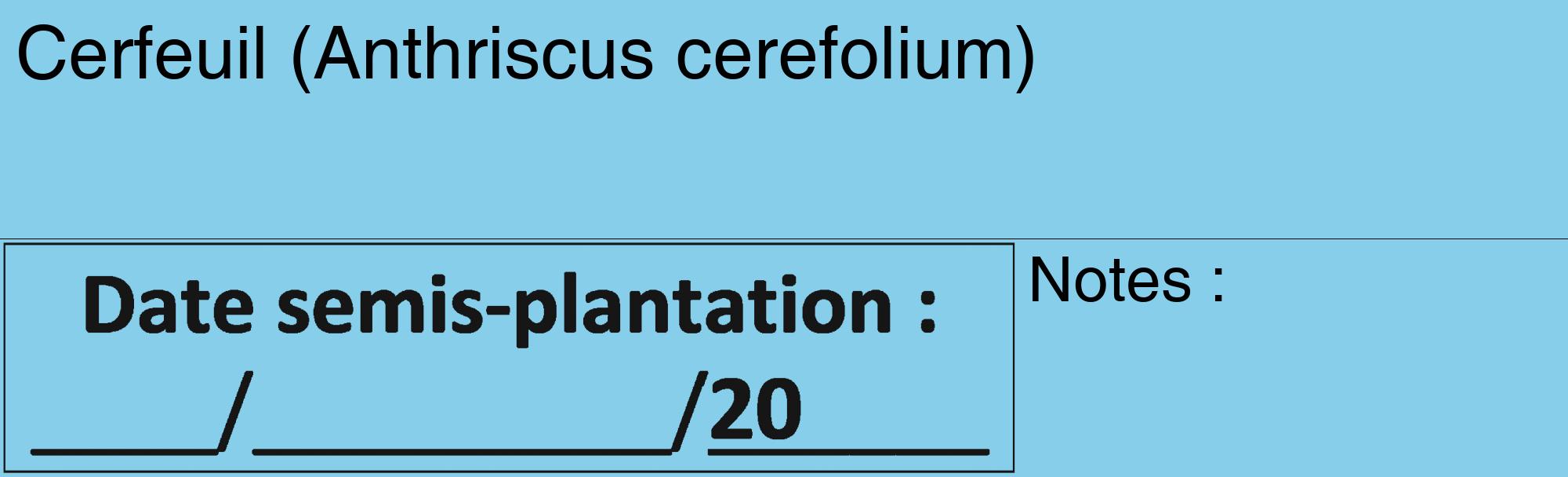 Étiquette de : Anthriscus cerefolium - format c - style noire1_basique_basiquehel avec comestibilité