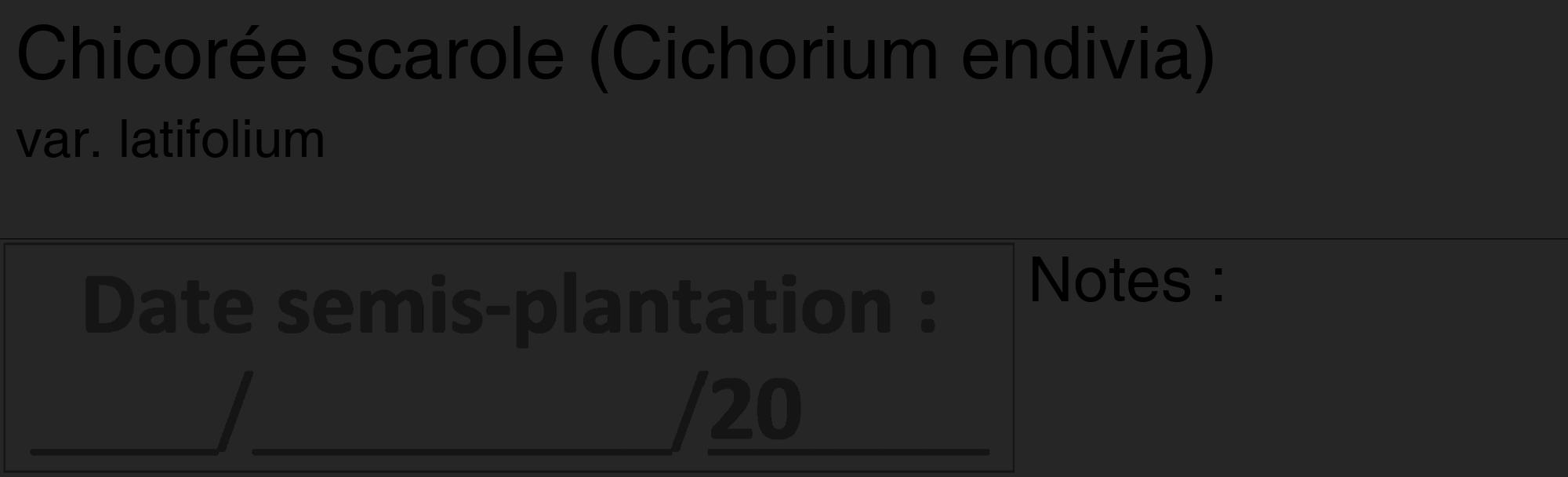 Étiquette de : Cichorium endivia var. latifolium - format c - style noire29_basique_basiquehel avec comestibilité