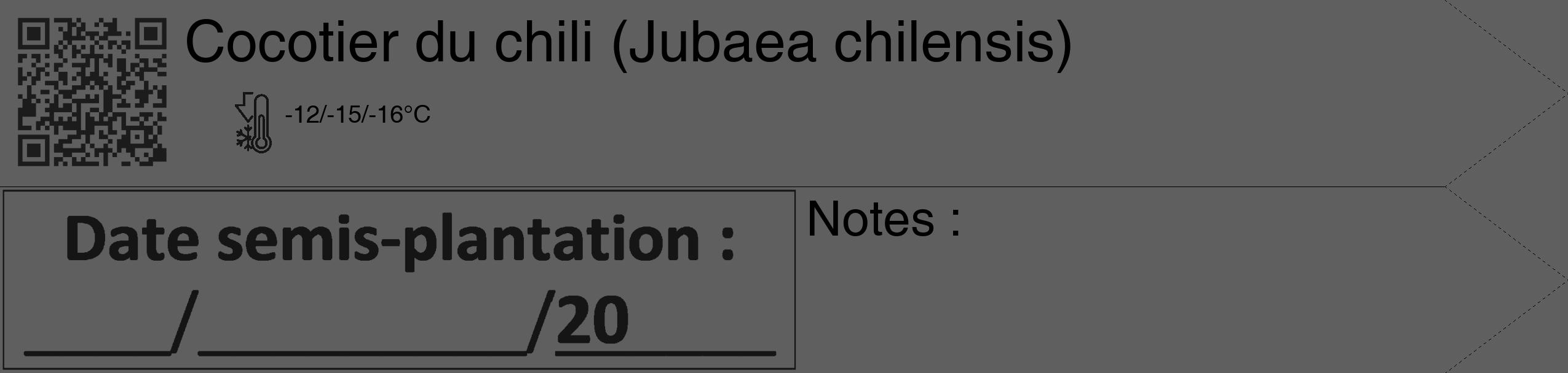 Étiquette de : Jubaea chilensis - format c - style noire10_simple_simplehel avec qrcode et comestibilité