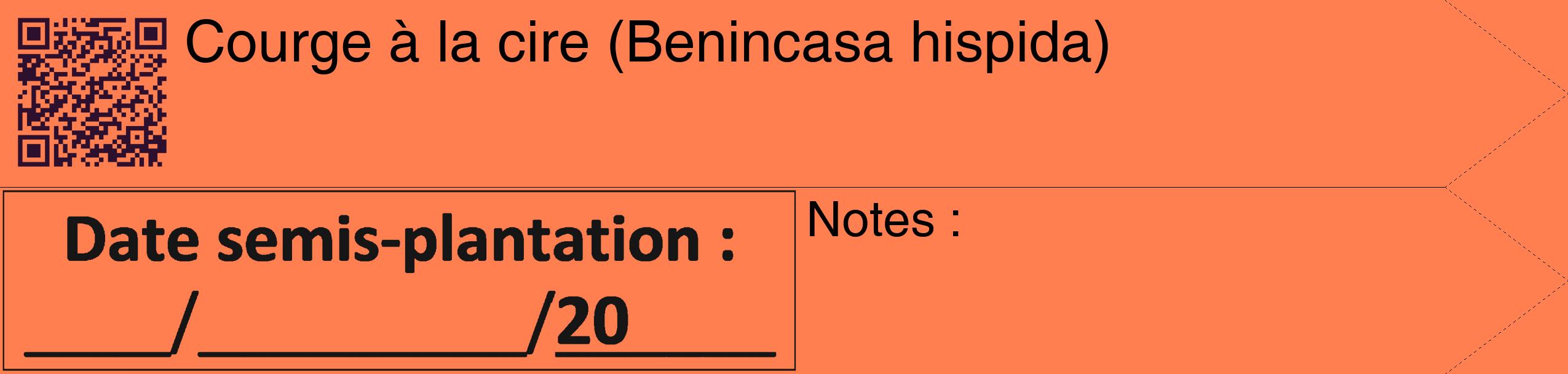 Étiquette de : Benincasa hispida - format c - style noire24_simple_simplehel avec qrcode et comestibilité