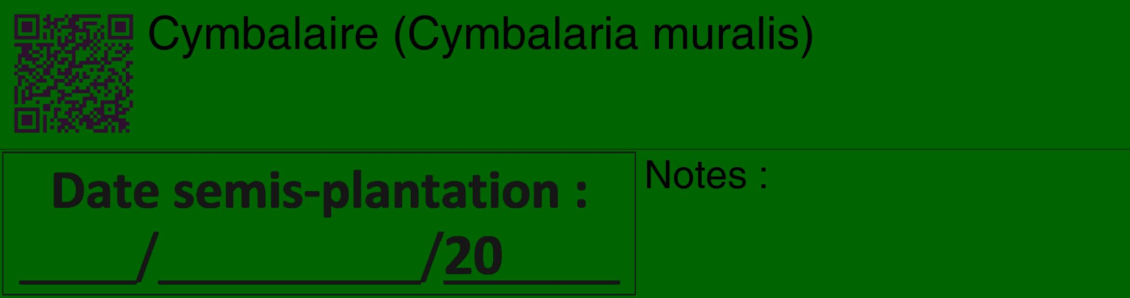 Étiquette de : Cymbalaria muralis - format c - style noire8_basique_basiquehel avec qrcode et comestibilité