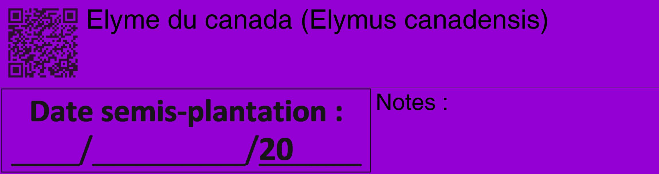 Étiquette de : Elymus canadensis - format c - style noire48_basique_basiquehel avec qrcode et comestibilité