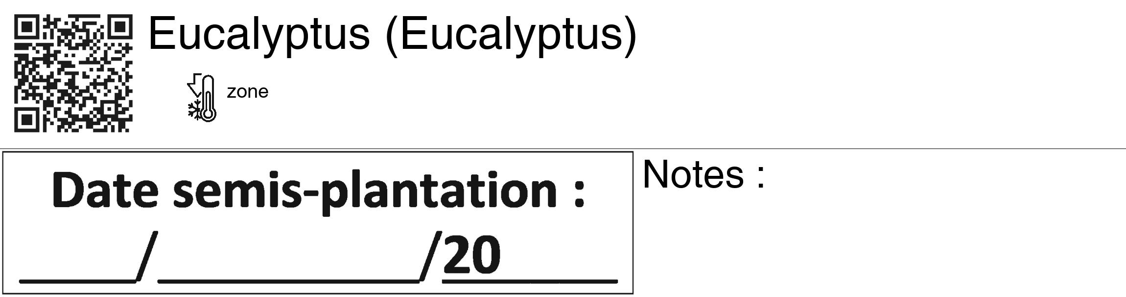Étiquette de : Eucalyptus - format c - style noire60_basiquegrrvhel avec qrcode