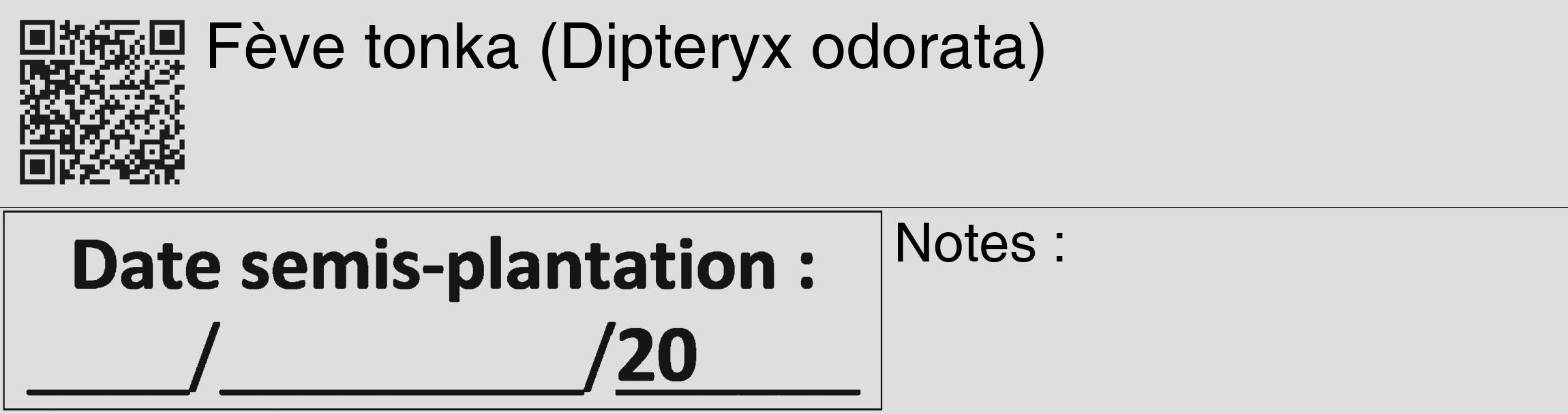 Étiquette de : Dipteryx odorata - format c - style noire20_basique_basiquehel avec qrcode et comestibilité