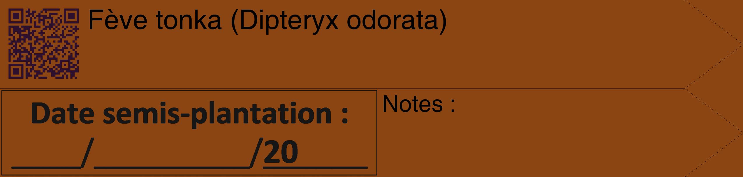 Étiquette de : Dipteryx odorata - format c - style noire30_simple_simplehel avec qrcode et comestibilité