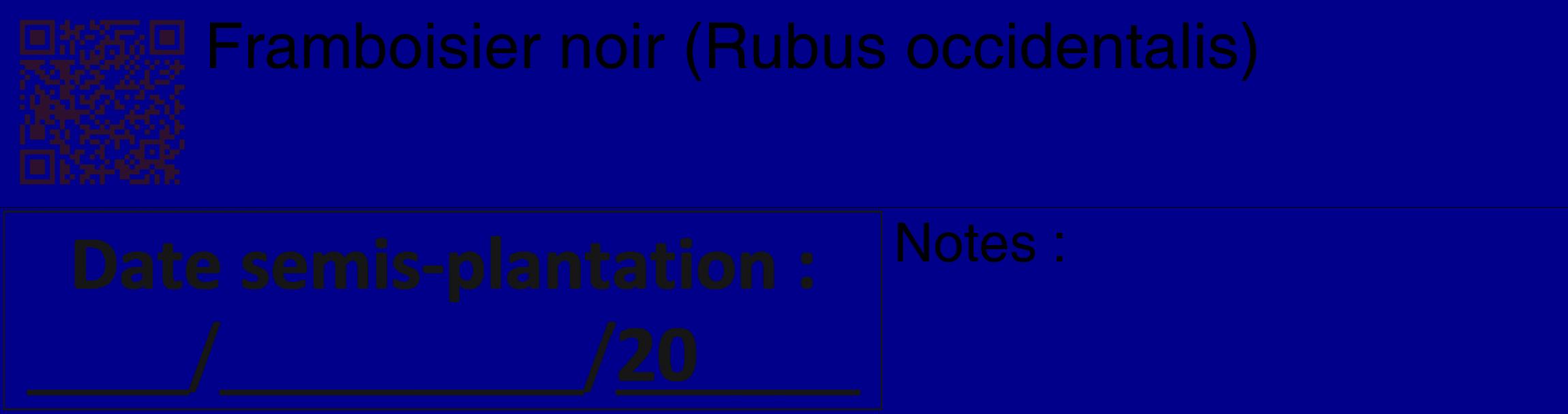 Étiquette de : Rubus occidentalis - format c - style noire7_basique_basiquehel avec qrcode et comestibilité