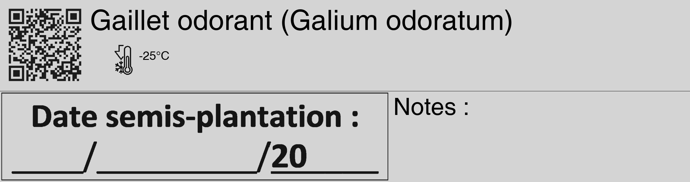Étiquette de : Galium odoratum - format c - style noire40_basique_basiquehel avec qrcode et comestibilité