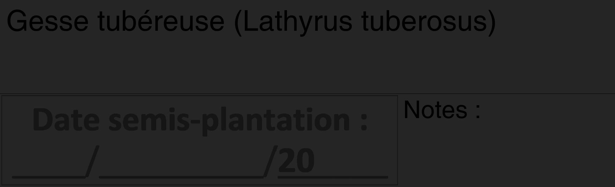Étiquette de : Lathyrus tuberosus - format c - style noire47_basique_basiquehel avec comestibilité