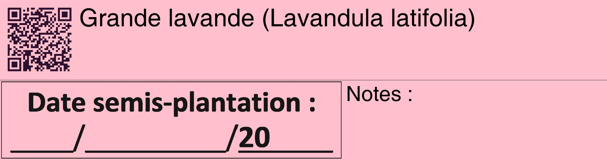 Étiquette de : Lavandula latifolia - format c - style noire40_basique_basiquehel avec qrcode et comestibilité