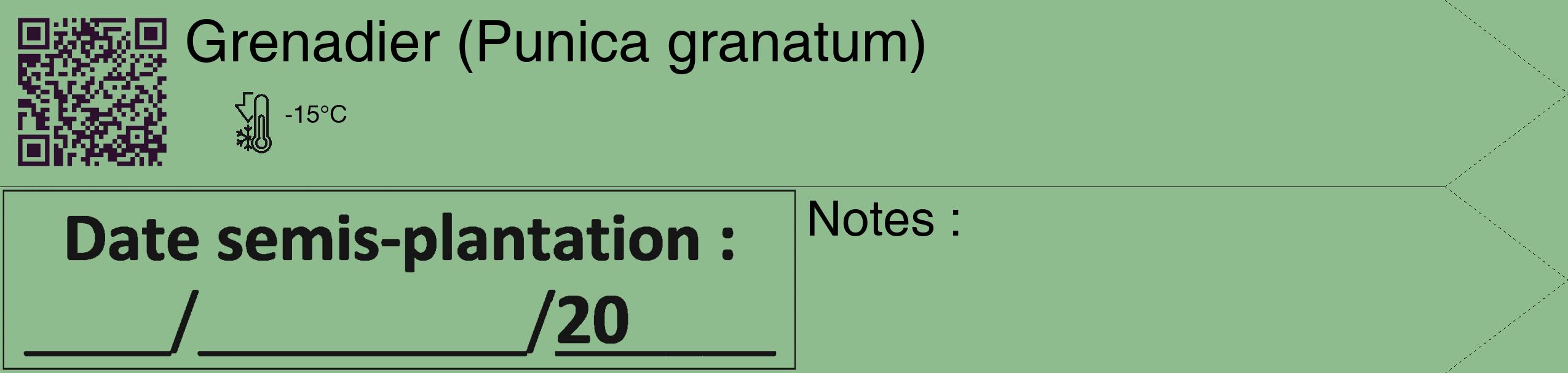 Étiquette de : Punica granatum - format c - style noire13_simple_simplehel avec qrcode et comestibilité