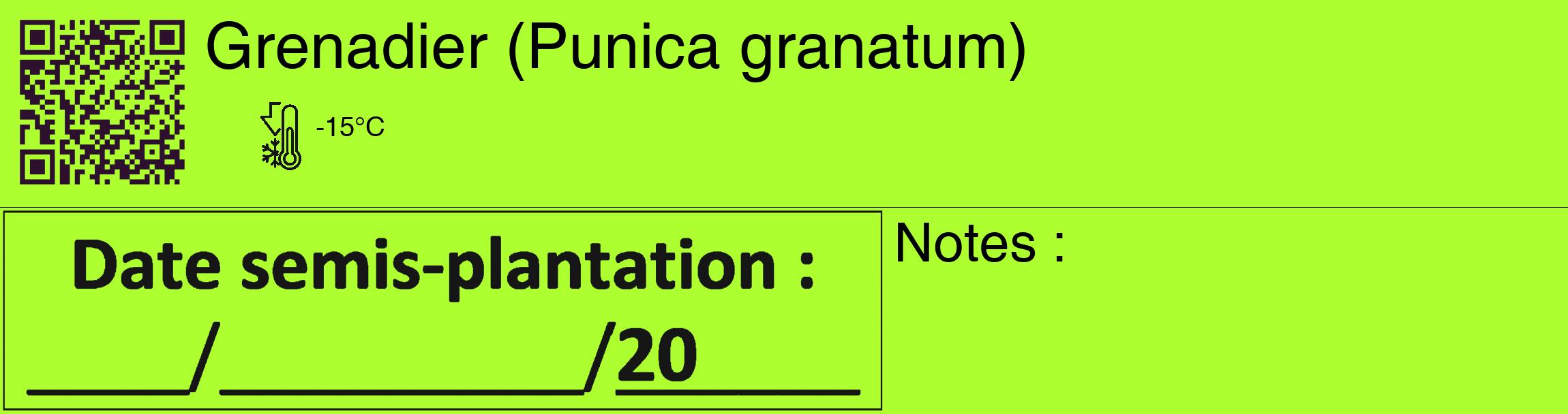 Étiquette de : Punica granatum - format c - style noire17_basique_basiquehel avec qrcode et comestibilité